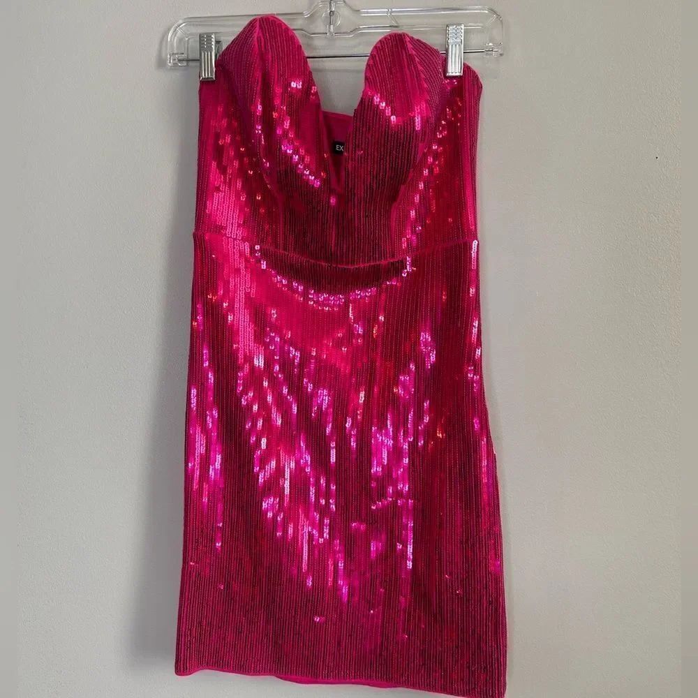 Express Hot Pink Sequin Mini Dress NWT